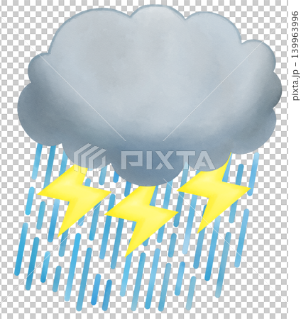 Thunderstorm weather icon - Cute watercolor illustration Thunderstorm weather icon - Cute watercolor illustration 139963996