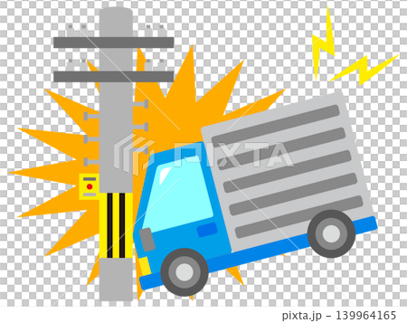 卡車撞上電線桿的示意圖 卡車撞上電線桿的示意圖 139964165
