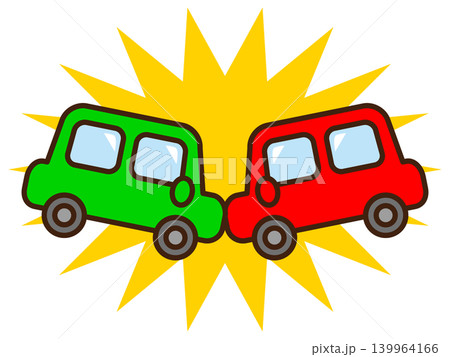 交通事故に遭う車のイラスト素材 交通事故に遭う車のイラスト素材 139964166
