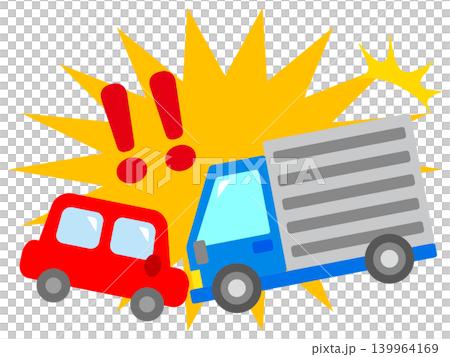 插圖素材 2:一輛轎車和一輛卡車發生交通事故。 插圖素材 2:一輛轎車和一輛卡車發生交通事故。 139964169