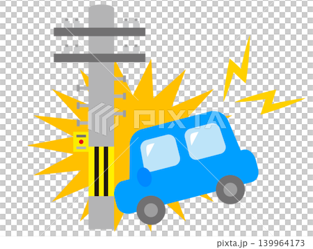 電柱に衝突する車のイラスト素材2 電柱に衝突する車のイラスト素材2 139964173