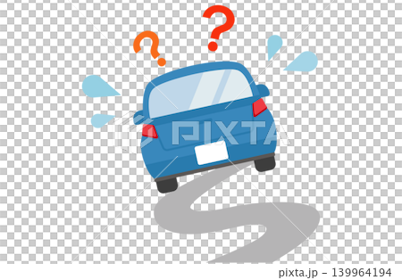 一輛迷路的汽車行駛不穩的示意圖。 一輛迷路的汽車行駛不穩的示意圖。 139964194