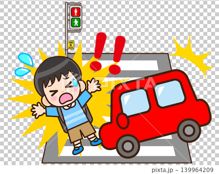 交通事故に遭う男の子のイラスト素材 交通事故に遭う男の子のイラスト素材 139964209