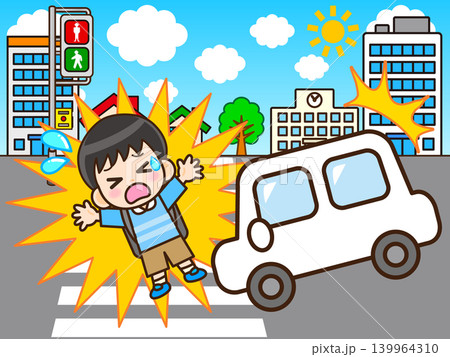 道路で交通事故に遭う少年のイラスト素材 139964310