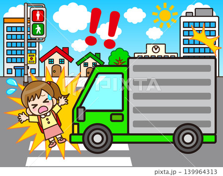 道路で交通事故に遭う少女のイラスト素材2 道路で交通事故に遭う少女のイラスト素材2 139964313