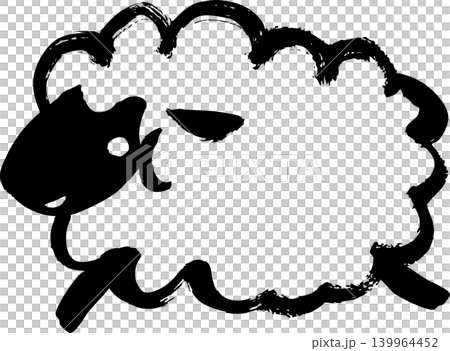 A cute, hand-drawn Japanese-style illustration of a sheep, in the style of ink painting. A cute, hand-drawn Japanese-style illustration of a sheep, in the style of ink painting. 139964452