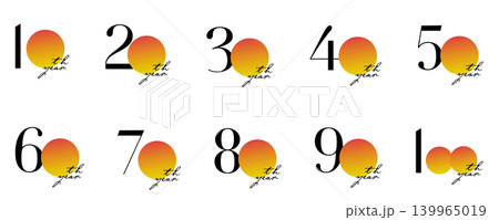 10th~100th 周年ロゴ_レッド〜イエロー|シンプル,未来,情熱,夜明け 10th~100th 周年ロゴ_レッド〜イエロー|シンプル,未来,情熱,夜明け 139965019