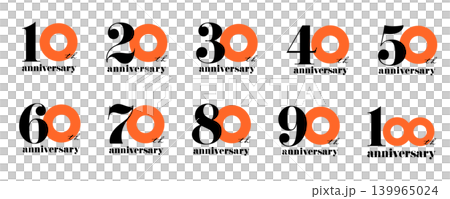 10th-100th Anniversary Logo - Circular Orange | Energetic, Positive Future, Passion 139965024
