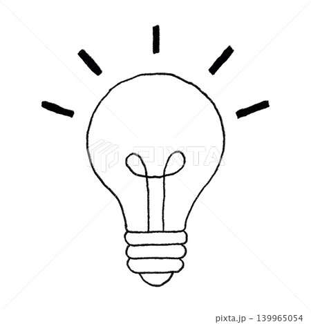手書きのシンプルな電球の線画のベクターイラスト 139965054