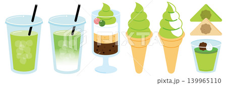 抹茶スイーツのイラストセット 抹茶スイーツのイラストセット 139965110