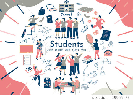 学校生活を楽しむ生徒たち 学校生活を楽しむ生徒たち 139965178