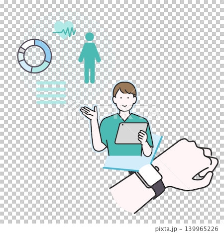 Image illustration of a nurse using a smartwatch for health management. Image illustration of a nurse using a smartwatch for health management. 139965226
