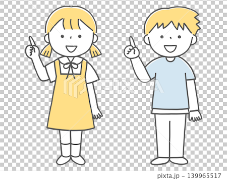 A child facing forward and pointing upwards (monochrome) A child facing forward and pointing upwards (monochrome) 139965517