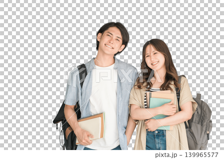 教科書,ノートを持つ学生,大学生の男女（キャンパスライフ,恋人,カップル） 139965577
