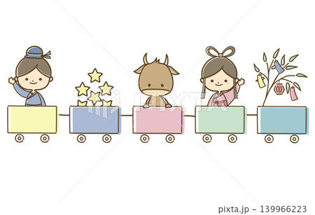 列車に乗る織姫と彦星のイラスト 列車に乗る織姫と彦星のイラスト 139966223