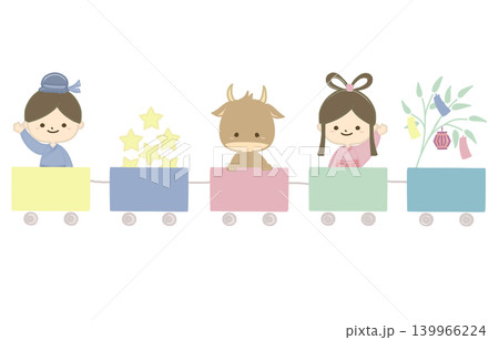 列車に乗る織姫と彦星のイラスト 列車に乗る織姫と彦星のイラスト 139966224