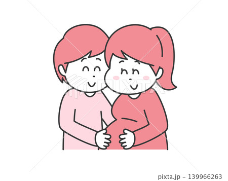 赤ちゃんを授かって喜んでいる夫婦のイラスト 139966263