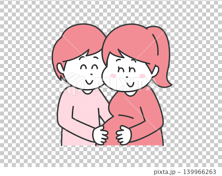 赤ちゃんを授かって喜んでいる夫婦のイラスト 139966263
