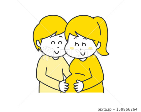 赤ちゃんを授かって喜んでいる夫婦のイラスト 139966264