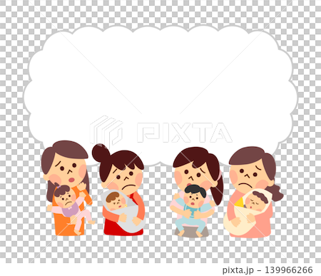 母親們抱著嬰兒,神情焦慮,心事重重。 母親們抱著嬰兒,神情焦慮,心事重重。 139966266
