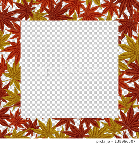 【紅葉のフレーム】手刺繍イラスト素材 139966307