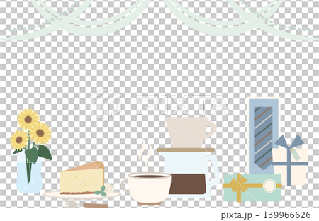 父の日のギフトとカフェタイムの背景イラスト素材 父の日のギフトとカフェタイムの背景イラスト素材 139966626