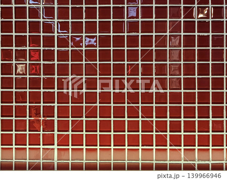 Glossy Red Glass Mosaic Tiles With White Grout for Background. Glossy Red Glass Mosaic Tiles With White Grout for Background. 139966946