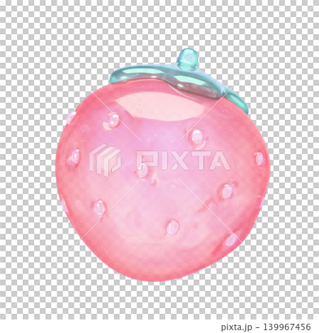 ゆめかわいいぷっくりシール風 3Dアイコン いちご ゆめかわいいぷっくりシール風 3Dアイコン いちご 139967456