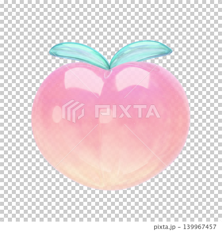 ゆめかわいいぷっくりシール風 3Dアイコン もも ゆめかわいいぷっくりシール風 3Dアイコン もも 139967457