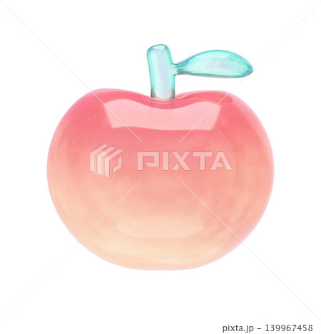 ゆめかわいいぷっくりシール風 3Dアイコン りんご ゆめかわいいぷっくりシール風 3Dアイコン りんご 139967458
