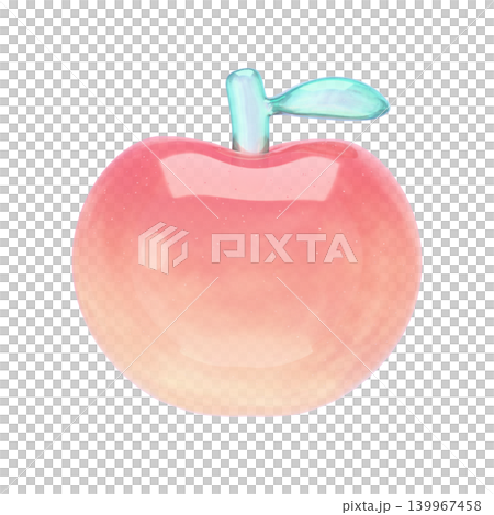 ゆめかわいいぷっくりシール風 3Dアイコン りんご ゆめかわいいぷっくりシール風 3Dアイコン りんご 139967458
