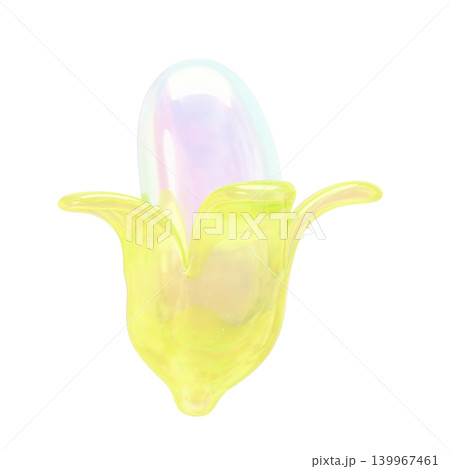ゆめかわいいぷっくりシール風 3Dアイコン バナナ ゆめかわいいぷっくりシール風 3Dアイコン バナナ 139967461