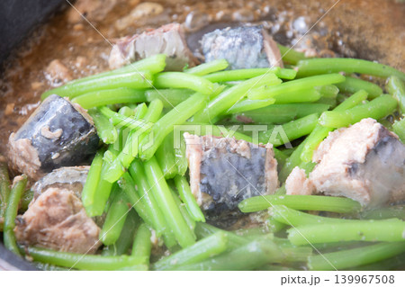 サバ缶とみずの煮物 サバ缶とみずの煮物 139967508