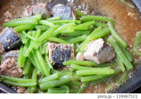 鯖缶とみずの煮物 鯖缶とみずの煮物 139967521