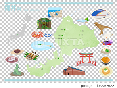 福井の観光グルメ イラストマップ 139967622