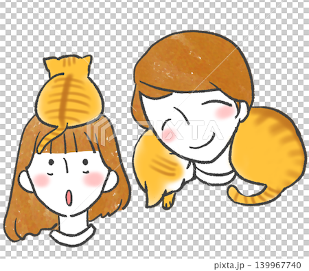 A woman with a cat on her head or shoulder. A woman with a cat on her head or shoulder. 139967740