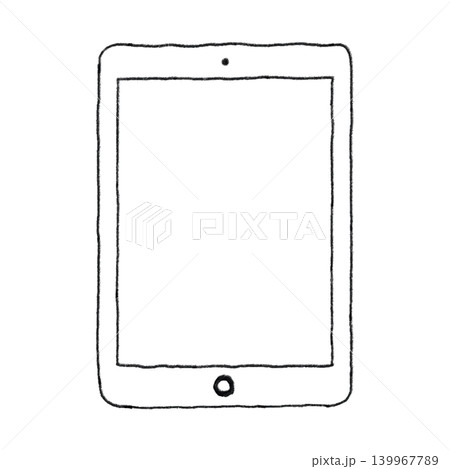 手書きのシンプルなタブレット端末の線画のベクターイラスト 139967789