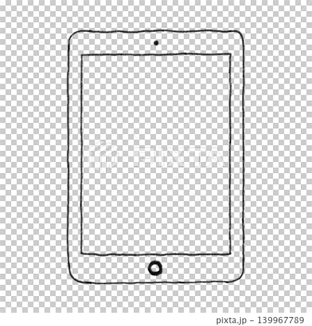 手書きのシンプルなタブレット端末の線画のベクターイラスト 139967789