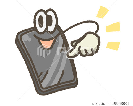 顔のついたスマホのイラスト 139968001