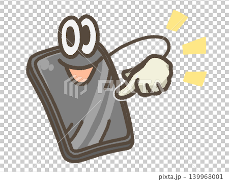顔のついたスマホのイラスト 139968001