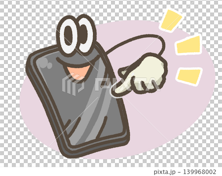 顔のついたスマホのイラスト 139968002