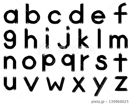 かすれた筆で描いたアルファベット小文字セット 139968025