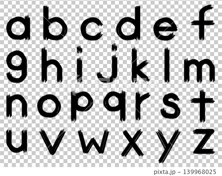 かすれた筆で描いたアルファベット小文字セット 139968025