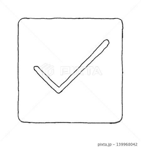 手書きのレ点が入ったチェックボックスの線画のベクターイラスト 139968042
