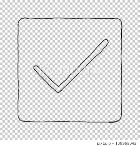手書きのレ点が入ったチェックボックスの線画のベクターイラスト 139968042