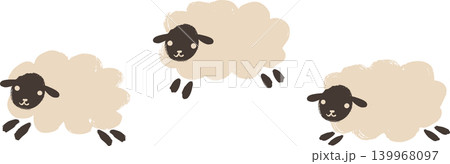筆で手描きしたかわいい羊が走るイラスト 139968097