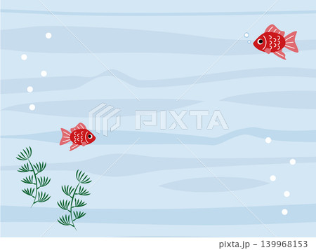 水面背景と泳ぐ金魚のイラスト 139968153