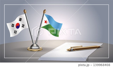 Small national flag of South Korea and Djibouti flag Relation, Template Vector Illustration Small national flag of South Korea and Djibouti flag Relation, Template Vector Illustration 139968408