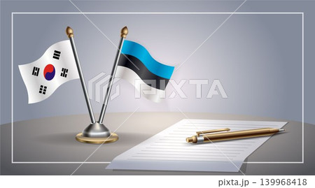 Small national flag of South Korea and Estonia flag Relation, Template Vector Illustration Small national flag of South Korea and Estonia flag Relation, Template Vector Illustration 139968418