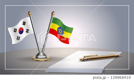 Small national flag of South Korea and Ethiopia flag Relation, Template Vector Illustration Small national flag of South Korea and Ethiopia flag Relation, Template Vector Illustration 139968419
